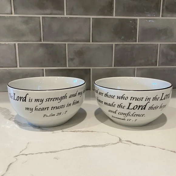 2 Coventry Daily Blessings Bowls with Scripture Psalms 28:7 Jeremiah 17:7 - Picture 1 of 5